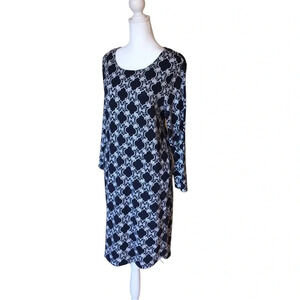 Crown & Ivy Blue & Cream Lightweight Dress NEW W/Tags
